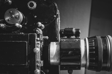 Vintage movie theater cinema 35mm projector detail