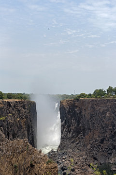 Victoria falls with very little water flow, Zambia