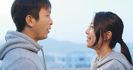 Young couple kissing outdoor