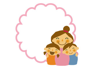 仲良し親子のステッカー。母の日のバナー。