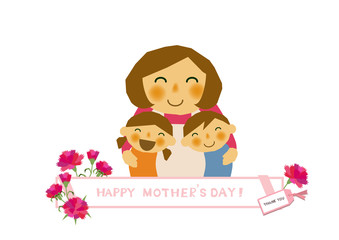 仲良し親子のステッカー。母の日のバナー。