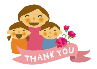 仲良し親子のステッカー。母の日のバナー。