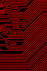 red Printed circuit board details close up/motherboard chip texture background, macro/ Clean of dust and impurities / Close up of a computer circuit red board