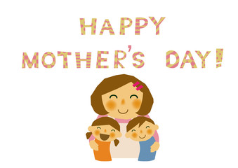 仲良し親子のステッカー。母の日のバナー。