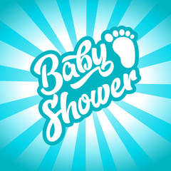 Boy baby shower invitation card with baby foot