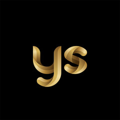 Fototapeta premium Initial lowercase letter ys, swirl curve rounded logo, elegant golden color on black background