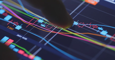 Finger touch on the stock market graph