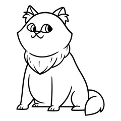 Cartoon Fat Cat Black and White Outline
