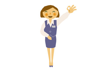 女性事務員。会社員。受付嬢。オペレーターのイラスト。