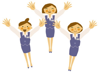 女性事務員。会社員。受付嬢。オペレーターのイラスト。