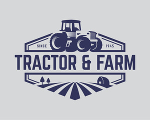 Fototapeta premium Collection of Tractor and farm logo template, vector set, vector pack