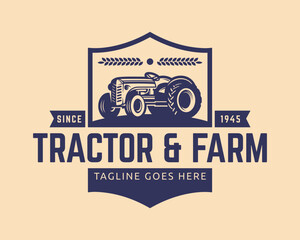 Obraz premium Collection of Tractor and farm logo template, vector set, vector pack