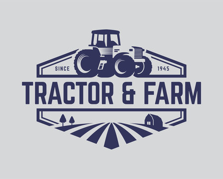 Collection of Tractor and farm logo template, vector set, vector pack