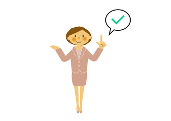 女性秘書、案内状のイラストレーション。