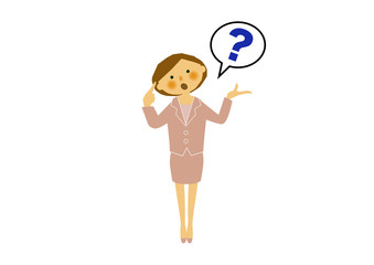 女性秘書、案内状のイラストレーション。