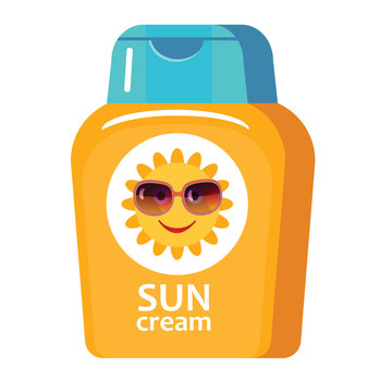 Vector Illustration Of Sunscreen Cream For Kids