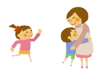 保母さんと子供のイメージ。お母さんと子供のイメージ。
