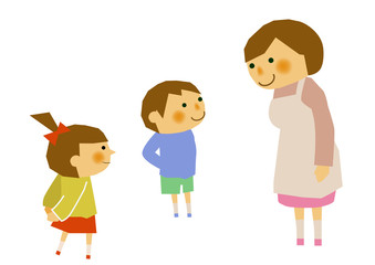 保母さんと子供のイメージ。お母さんと子供のイメージ。