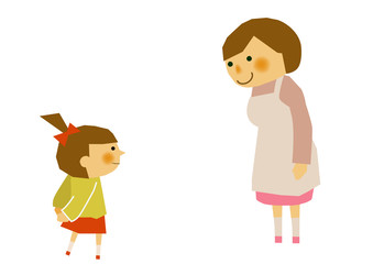保母さんと子供のイメージ。お母さんと子供のイメージ。