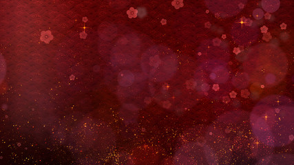 Chinese New Year background with cherry blossom flowers blooming and Chinese lanterns decoration