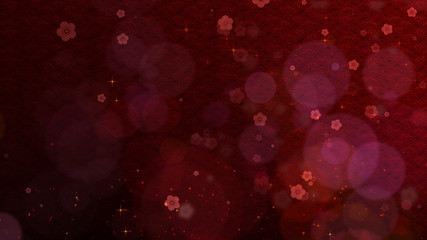 Chinese New Year background with cherry blossom flowers blooming and Chinese lanterns decoration