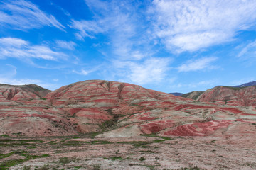 Amazing striped red mountains