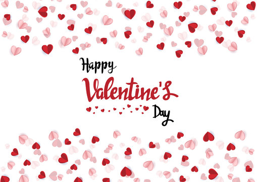 Happy valentine day with creative Heart confetti background. Vector illustration