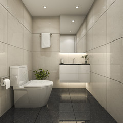 Fototapeta na wymiar 3d rendering modern minimal toilet and powder room