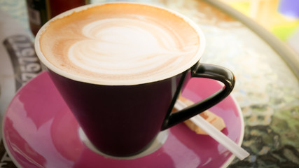 Coffee in heart shape.