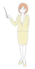 スーツ　女性　指示棒