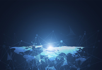 Global network connection. World map point and line composition concept of global business. Vector Illustration