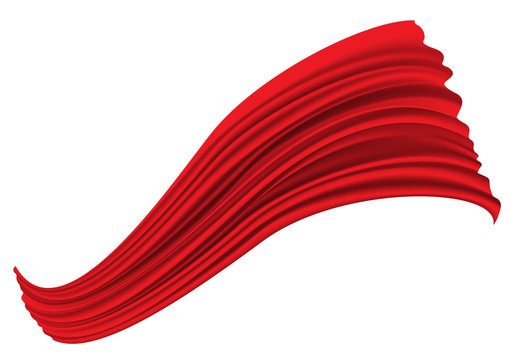 Abstract red fabric wave flying on white luxury background vector illustration.