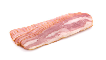 isolated raw bacon on white background