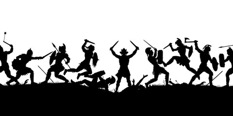 Fototapeta na wymiar Ancient battle scene silhouette