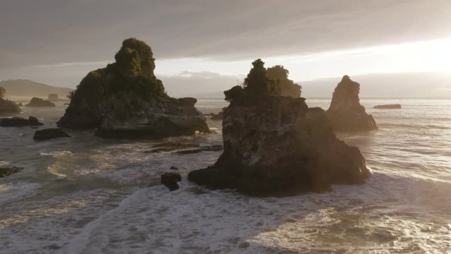 Aerial drone video of Buller coast line, West Coast, New Zealand