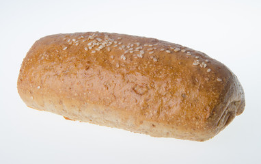 bread, homemade whole wheat bread on a white background