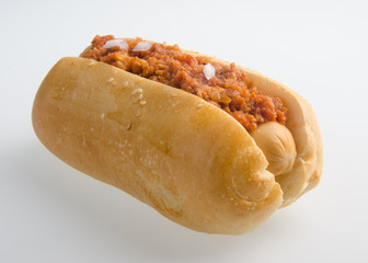 Hot dog on the white background