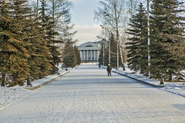 Alley in the Palace Park to the Palace of Culture named after Okunev. Nizhny Tagil. Sverdlovsk region. Russia
