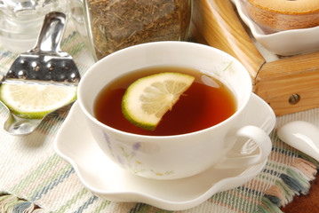 Cup of tea with a lemon     