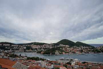 Panorama of Dubrovnik New Town and Harbor, Croatia