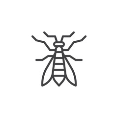 Wasp insect line icon, outline vector sign, linear style pictogram isolated on white. Bee Symbol, logo illustration. Editable stroke