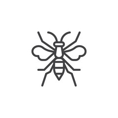 Wasp insect line icon, outline vector sign, linear style pictogram isolated on white. bumblebee symbol, logo illustration. Editable stroke