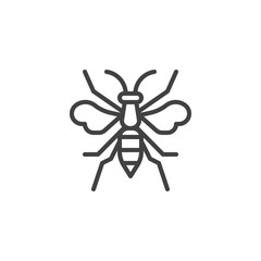 Wasp insect line icon, outline vector sign, linear style pictogram isolated on white. bumblebee symbol, logo illustration. Editable stroke