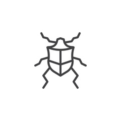 Beetle line icon, outline vector sign, linear style pictogram isolated on white. Bug insect symbol, logo illustration. Editable stroke
