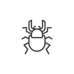 Stag beetle line icon, outline vector sign, linear style pictogram isolated on white. Bug symbol, logo illustration. Editable stroke