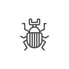 Beetle bug insect line icon, outline vector sign, linear style pictogram isolated on white. Scarab bug symbol, logo illustration. Editable stroke