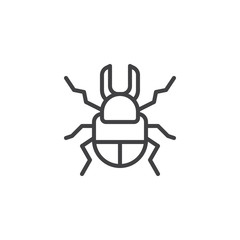 Beetle line icon, outline vector sign, linear style pictogram isolated on white. Bug insect symbol, logo illustration. Editable stroke