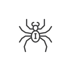 Spider line icon, outline vector sign, linear style pictogram isolated on white. Symbol, logo illustration. Editable stroke
