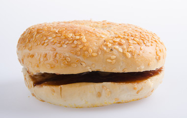 donut. donut burger on background