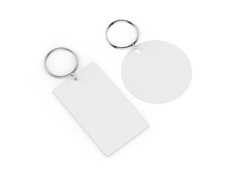 Key chain mock up on isolated white background, 3d illustration